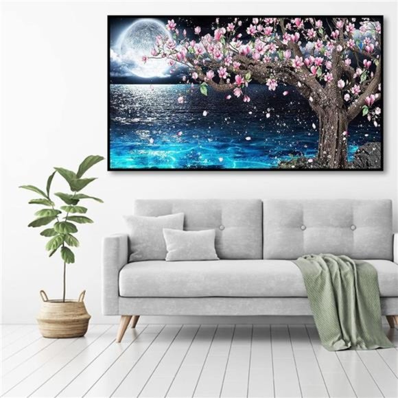 5D Lake Diamond Painting, Diamond Painting Moon Kits for Adults,DIY Full Drill - Picture 6 of 6